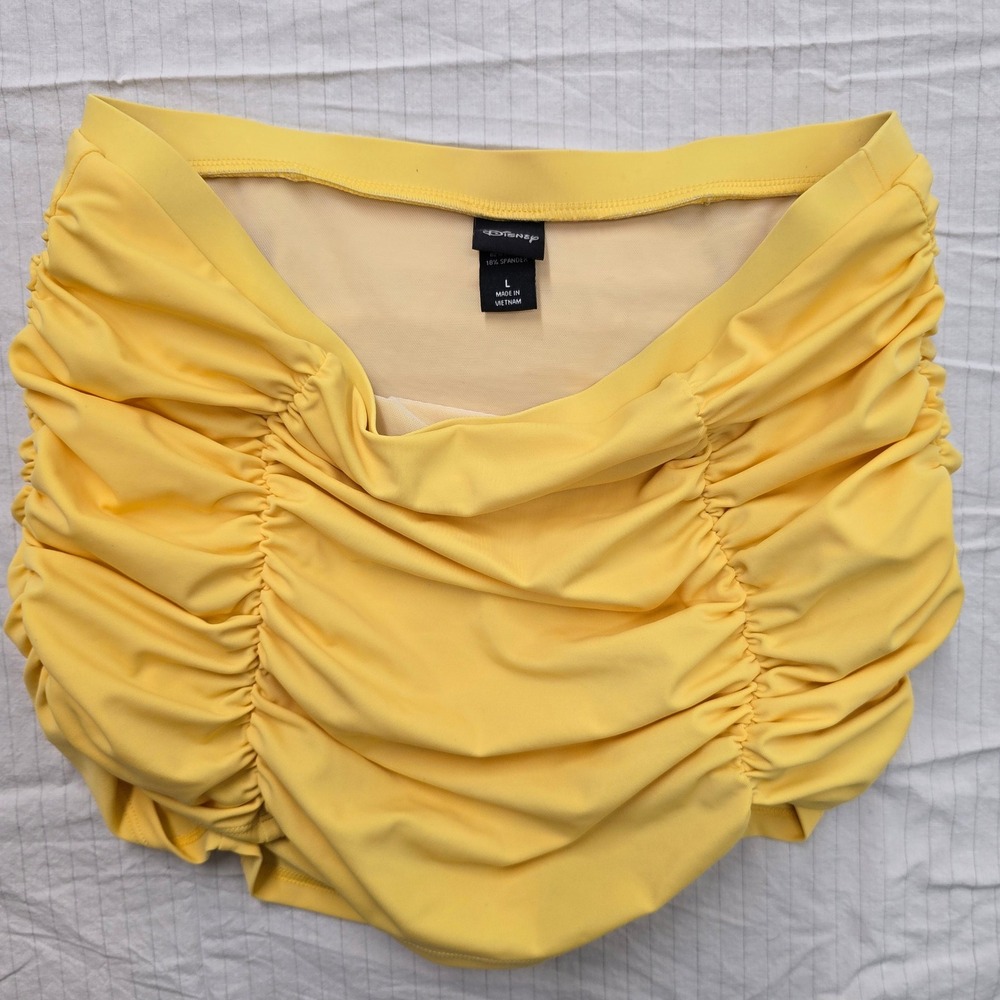 Disney Yellow Ruched High Waisted Bikini Bottoms Size L Swimwear